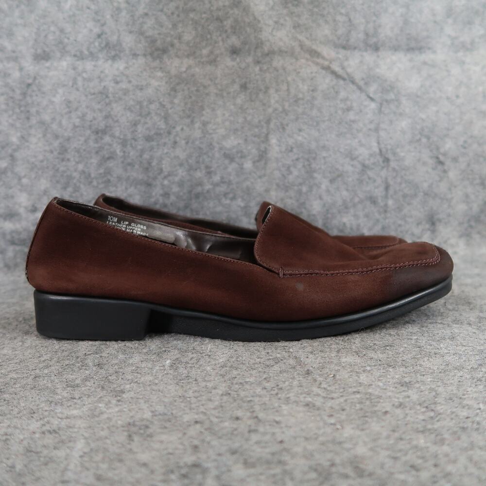 Aerosoles Shoes Womens 10 Loafers Slip On Brown Leather Lip Gloss Comfort Casual